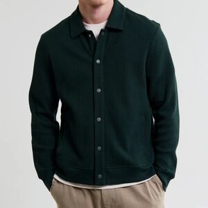 Wax | Hays Dark Green Structured Waffle Overshirt SIZE M